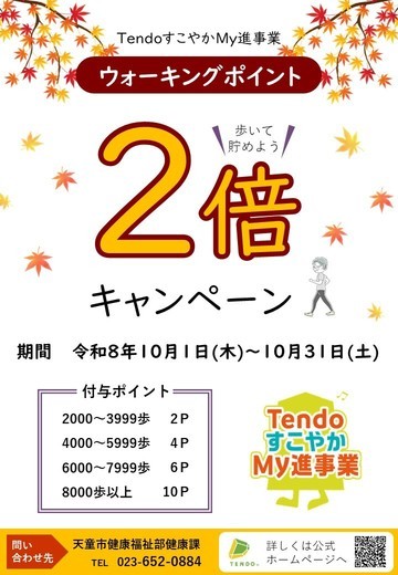 ウォーキングポイント2倍キャンペーンのチラシ